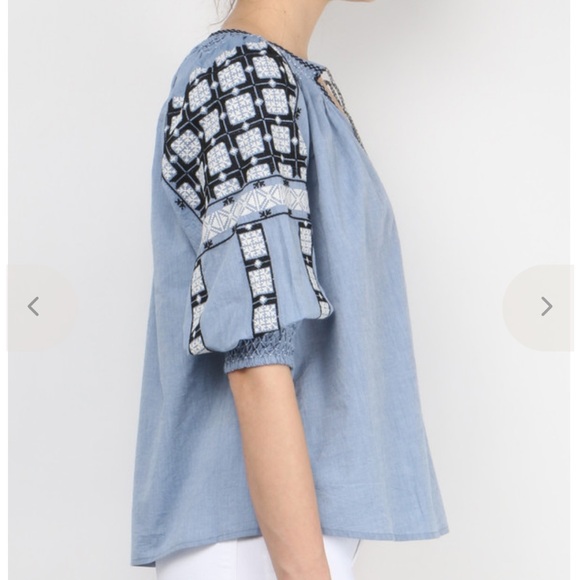 Ulla Johnson Delia Blue Embroidered Women's Top - Picture 3 of 5